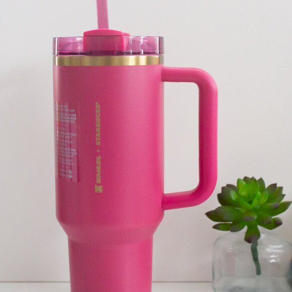 Stanley | Other | Starbucks X Stanley 224 Holiday Berry Pink Glitter Gold Trimming 40oz Tumbler